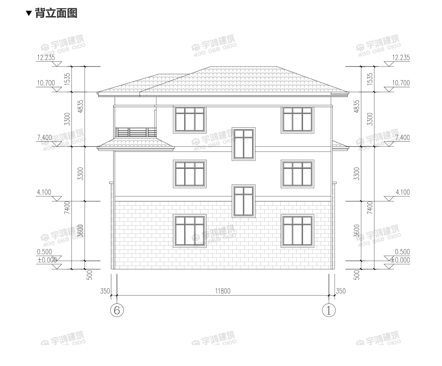 12x12米新中式復式農(nóng)村別墅設計圖紙