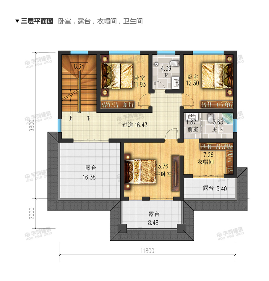 12x12米新中式復式農(nóng)村別墅設計圖紙