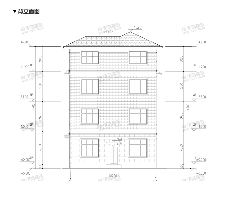 漂亮四層帶露臺農(nóng)村別墅設(shè)計圖紙