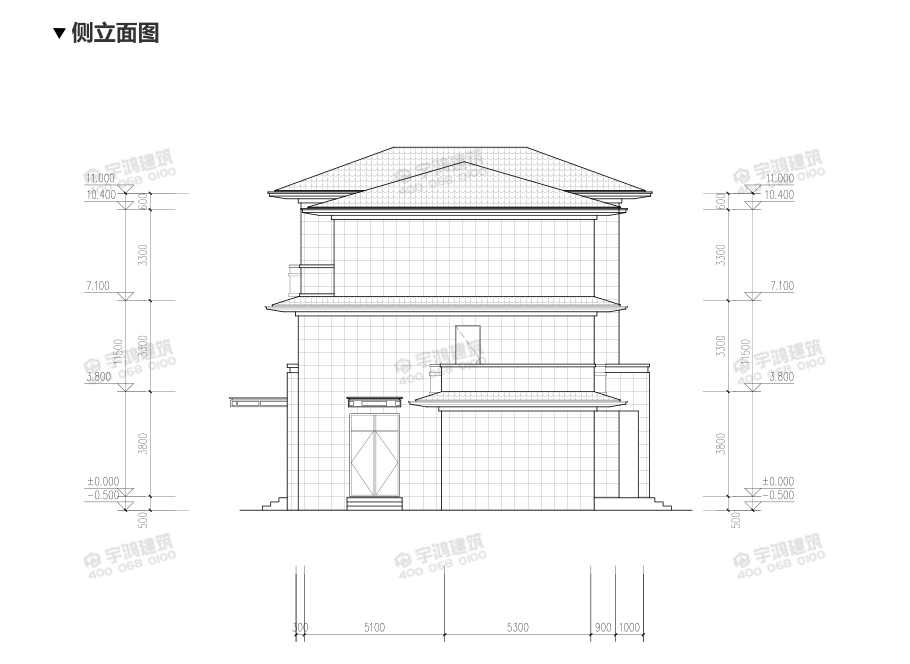 新亞洲風(fēng)格三層農(nóng)村自建別墅設(shè)計圖紙