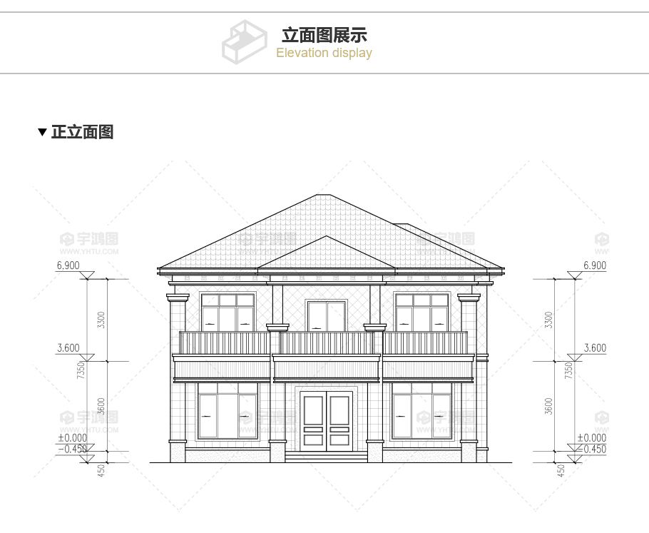 二層框架結構帶小露臺別墅設計圖紙